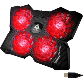 KLIM Wind Laptop Kühler - Mehr als 500 000 verkaufte Einheiten - NEU - Cooling Pad - USB Powered - Stabil und leise - 4 Lüfter - Laptop Cooler Für PC, Mac, Xbox One, PS4-15-17 Zoll - Rot