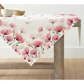 Artoid Mode Klatschmohn Blatt Frühling Tischwäsche, Saisonnal Sommer Küche Tisch Dekoration Drinnen Urlaub Party Dekor 85x85 cm