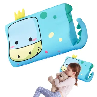 GYHWOFUL Schlummerkids Kinderkissen 44x25cm – Ergonomisches Kissen Kinder, Atmungsaktiv, Mit Kawaii Tierdesign, Abnehmbarer Bezug, Weiches Kinderkopfkissen (Dinosaurier)