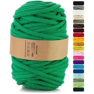 Netuno 1x Makramee-Garn Grün 9 mm 50 m Makramee Kordel Baumwolle mit Polyesterkern Baumwollkordel Schnur Bastelgarn farbig für Dekoration Wandbehang Blumenampel Cotton Cord Macrame