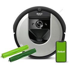 iRobot Roomba i7 (i7156) App-steuerbarer Saugroboter, zwei Gummibürsten, Kartierung, Reinigung nach Räumen und Objekten, Sprachassitent-kompatibel im Set mit 1 Satz mit 2 Original Ersatz-Gummibürsten