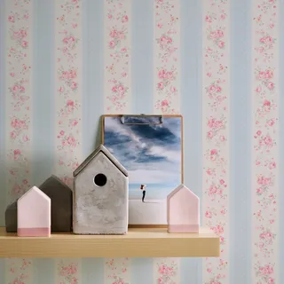 A.S. Création Tapete Floral Blau Weiß Rosa - A.S. Création Maison Charme 390691 - Vliestapete Punkte - 10,05 m x 0,53 m Made in Germany