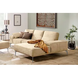 W.Schillig Ecksofa »run, Designsofa mit tollem Sitzkomfort, bequem, L-Form« mit elegantem Holzsockel, Füße in Silber matt, Breite 279 cm, beige