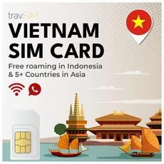 travSIM Vietnam SIM-Karte | 12GB Mobile Daten mit 4G/5G Geschwindigkeit | Kostenloses Roaming in Indonesien & 5+ Ländern in Asien| Plan SIM-Karte für Vietnam ist 30 Tage lang gültig