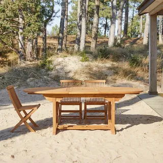 Capri - Ovaler Outdoor Tisch ausziehbar aus massiver Akazie 6/8 Pers.