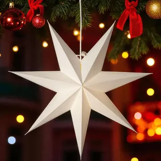 Papier-Weihnachtsstern weiß 45x45 cm - Schöne Weihnachtsdeko - Weiß