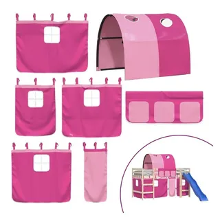 vidaXL Vorhänge für Hochbett mit Tunnel Rosa Polyester