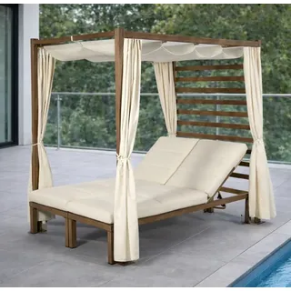 Gardissimo LOVINA Doppel Daybed Loungebett Doppelliege Gartenliege Pavillon mit Dach