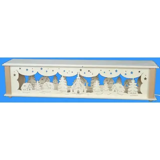 Schwibbogenerhöhung mit Seiffener Kirche und Häuser Größe =52x10cm NEU Zubehör