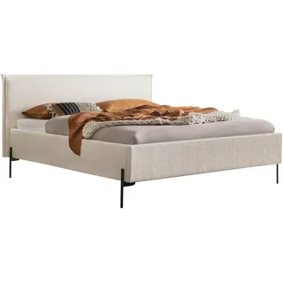 Hasena Polsterbett Nora Füße anthracit Bouclestoff ivory 140x200 - Beige