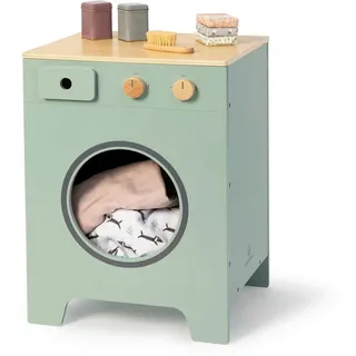 Musterkind Kinderwaschmaschine , Naturfarben, Salbeigrün , Holz, Holzwerkstoff , 31.5x48x35 cm , FSC 100%, CE, EN 71 , Spielzeug, Kinderküchen