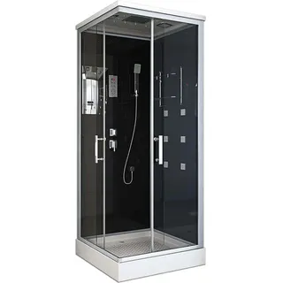 HOME DELUXE - Komplettdusche WAVE M - Schwarz, Maße: 90 x 90 - inkl. Radio, Regendusche und komplettem Zubehör I Fertigdusche, Dusche, Duschtempel - Schwarz