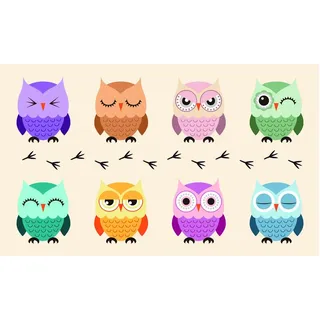 Gift Company Fußmatte Eulen, Kokosnuss, Bunt, 75 x 2 x 45 cm