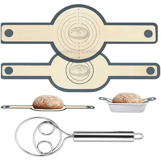Glamifyr Silikon Backmatte für Dutch Oven – 2er Set mit Dänischem Teigbesen aus Edelstahl, Wiederverwendbare Brotbackmatten, Antihaft & Hitzebeständig, BPA-frei