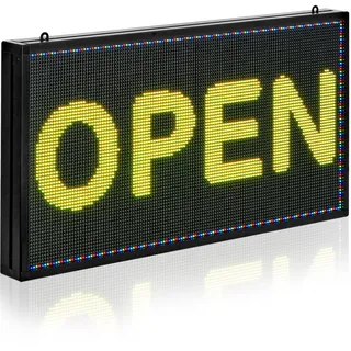 Vevor programmierbare LED Zeichen P10 Vollfarbe flexibles digitales Scrolling Panel, DIY Anzeigetafel mit benutzerdefiniertem Textmuster und GIF & Bluetooth App Steuerung (670 x 350 x 55 mm)