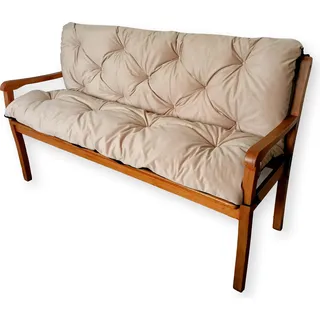 4L Textil Gartenbankauflage Sitzkissen und Rückenkissen Hollywoodschaukel Auflage (180x60x50 cm, Beige) - Beige