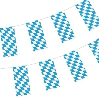 Papstar Flaggenkette, Papier 10 m "Bayrisch Blau" schwer entflammbar, 5 Stück - Blau, Weiß