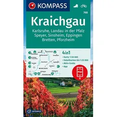 KOMPASS Wanderkarte 768 Kraichgau, Karlsruhe, Landau i. d. Pfalz, Speyer, Sinsheim, Eppingen, Bretten, Pforzheim, 768 1:50.000