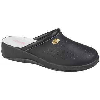 Dek Isla Damen Lässige Komfort Gepolsterte Leder Clogs Schwarz