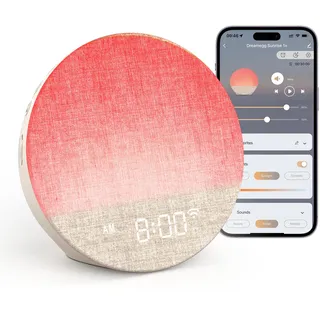 Dreamegg Tageslichtwecker, Lichtwecker mit App-Steuerung, 34 Beruhigende Klänge & 12 Lichtmodi, Mehrfach-Alarme frei Einstellbar, Sunrise Alarm Clock für Erwachsene & Babys, Schlafzimmer & Geschenk
