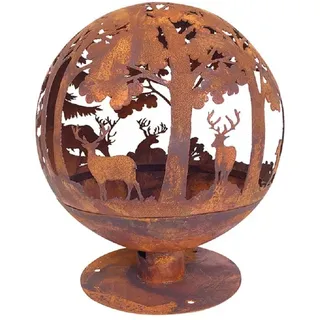 Esschert Rost-Optik Feuerball 58x58x66cm braun Metall Lagerfeuer Feuerschale XL