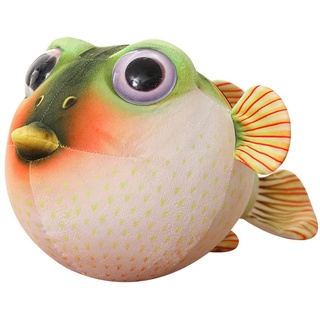 LICHENGTAI Kugelfisch Plüschtier, 26cm Tierfiguren Spielzeuge Weich Gefülltes Kuscheltier für Kinder Jungen Mädchen Kugelfisch Plüschtier Dekokissen für Sofa Couch Schlafzimmer Dekor Geschenke