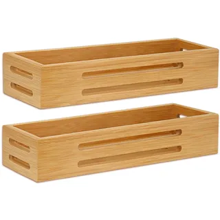 SAUNNIHEN Bambus Gewürzregal Ohne Bohren, 2 Stück Gewürzständer Wand, Gewürzhalter kann Schranktüren Kühlschrank, Stehend oder Hängend verwendbar, Selbstklebende oder Gebohrte Montage