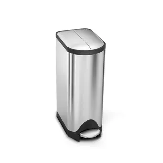 simplehuman CW1824 30 Liter, schmetterling Treteimer, Mülleimer Küche, Abfalleimer, Mülltrennsystem, Mülltrennung, Recycling, gebürsteter Stahl, 10 Jahre Garantie