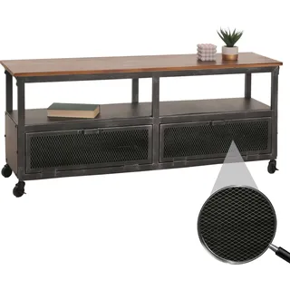 Mendler Lowboard HWC-N28, TV-Rack, Rollen, Industrial Retro Metall Holz 55x130x36cm