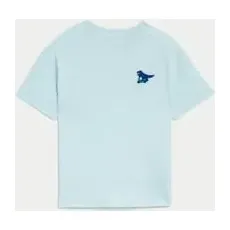 Boys M&S Collection Pure Cotton Fun Chest Graphic T-Shirt (2-8 Yrs) - Light Blue, Light Blue - 3-4 Y