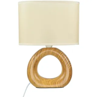 Licht-Erlebnisse Tischlampe Keramik Stoff 28 cm klein Braun Beige E14 wohnlich