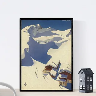 Nacnic Vintage Poster Vintage Poster Europäische Berge. Schnee in Österreich. A3 Größe