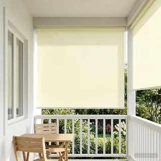 Rollo mit UV-Schutz Creme 200 x 140 cm Polyester - Creme