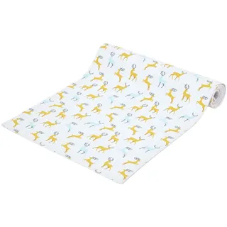 Homescapes Tischläufer Weihnachten – Majestätischer Hirsch grau-gelb, 35/180 cm, 100% Baumwolle , Textil , Rechteckig , 35x180 cm , Oeko-Tex® , Heimtextilien, Wohntextilien, Tischwäsche, Tischläufer