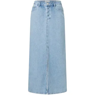 Maxirock MAC "MAXI SKIRT", Damen, Gr. M (38), blau (clean light blau wash), Denim/Jeans, Obermaterial: 99% Baumwolle, 1% Elasthan, unifarben, regular fit knöchelfrei, Röcke Maxirock, im Five-Pocket Style