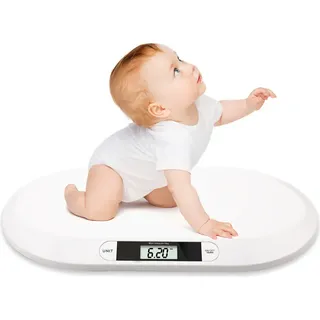 Yakimz Babywaage Säuglingswaage multfunktionale Digital Kinderwaage Tragkraft, Stillwaage Tierwagge LED-Anzeige gebogene Oberfläche, Tara-und Haltefunktion - Weiß