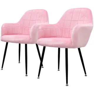ECD Germany Esszimmerstuhl Samt Rosa/Pink 2er Set