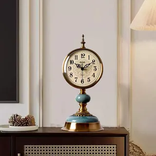Vintage Tischuhr Gold, Klassische Retro Kaminuhr Batteriebetrieben, Tischuhr Retro Vintage für Kaminsims, Wohnzimmer, Tischdekoration