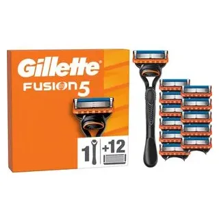 Gillette Fusion5 Rasierer für Männer, 1 Gillette Rasierer, 12 Ersatzklingen