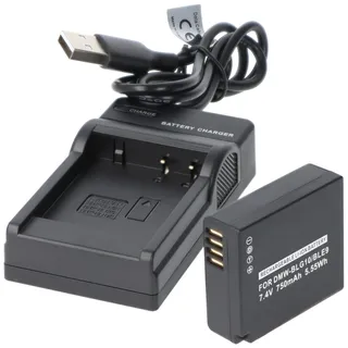 AccuCell Akku und Ladegerät Powerset kompatibel für Panasonic DMW-BLG10, DMW-BLE9, DMW-BLH7E