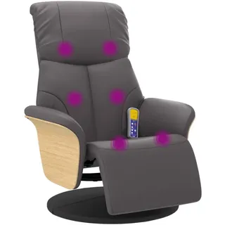 vidaXL Massagesessel mit Fußteil Grau Kunstleder