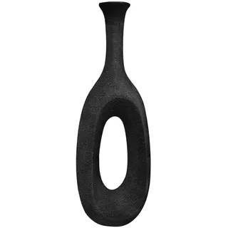 Ambia Home Vase , Schwarz , Kunststoff , oval , 27x76 cm , handgemacht, zum Stellen, auch für frische Blumen geeignet , Dekoration, Vasen, Bodenvasen