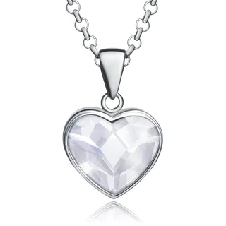 MIKA MUNICH Kette Damen Herz Silberkette 925 Sterling Silber Swarovski Kristall | Herzkette Halskette Freundin Geschenk für Mama Liebe Valentinstag | Schmuck Frau