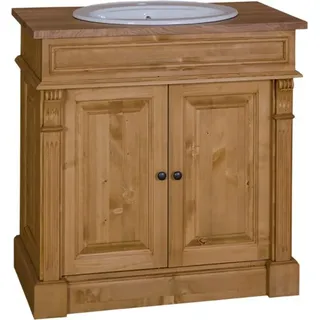 Casa Padrino Landhaus Stil Waschschrank Waschtisch inkl 1 Waschbecken Venice - Bad Schrank, Farbe:Schrank Holzfarben Platte Holzfarben