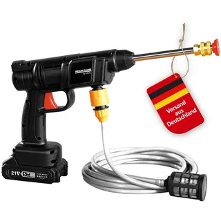 Genius Pressure Cleaner Akku Druckreiniger 12-TLG., Druckpistole Waschpistole mit Akku und Wasserschlauch 5 M, Reinigerpistole - Schwarz