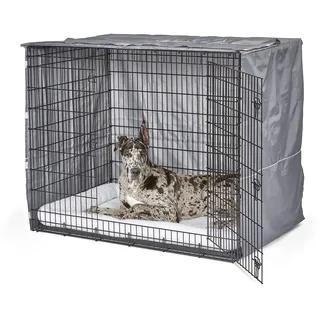 Hundeboxabdeckung, 137 cm, Größe XXL, riesig, Hellgrau, Polyester-Sichtschutz für Hundeboxen, Passend für die meisten Standard-Boxen, maschinenwaschbar, hilft Bellen & Kauen zu reduzieren