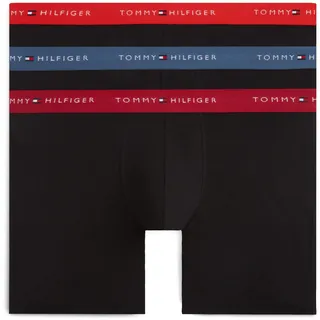 Boxer, Herren, Gr. S (48), 3 Stk., fre rd, ae sea, ras ju, Webqualität, Obermaterial: 95% Baumwolle, 5% Elasthan, TOMMY HILFIGER UNDERWEAR, unifarben, körpernah, Unterhosen Boxer, Körpernahe Passform mit elastischem Bund, Topseller