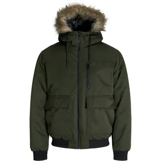 Bomberjacke JACK & JONES "JJCHARLIE DETACHABLE FAUX FUR BOMBER", Herren, Gr. S, grün (rosin), Web, Obermaterial: 100% Polyester, unifarben, regular fit, Jacken Bomberjacke
