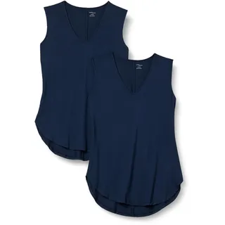 Amazon Essentials Damen Tank-Top aus Jersey mit V-Ausschnitt, Reguläre Passform (Früher Daily Ritual), 2er-Pack, Marineblau, M