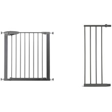 Munchkin Easy Lock Tür-/Treppenschutzgitter mit Druckbefestigung, silber, Öffnungen von 100 - 107 cm, silber